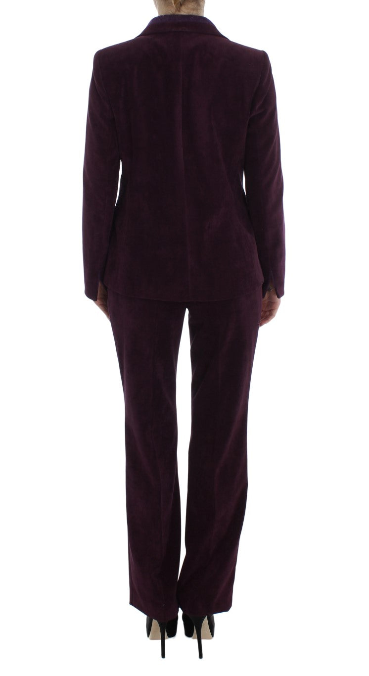 Elegant Purple Wool Blend Three Piece Suit Set