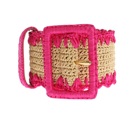 Elegant Pink Viscose Logo Belt