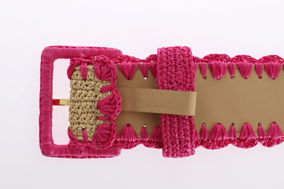 Elegant Pink Viscose Logo Belt