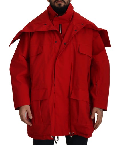 Sleek Red Lightweight Windbreaker Jacket