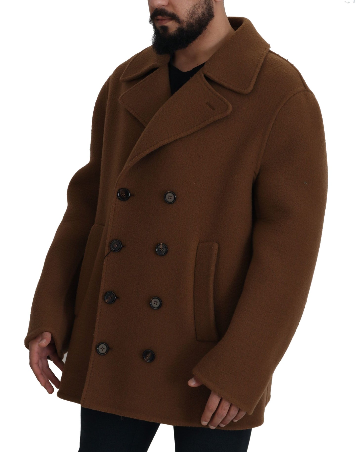 Elegant Double Breasted Brown Jacket