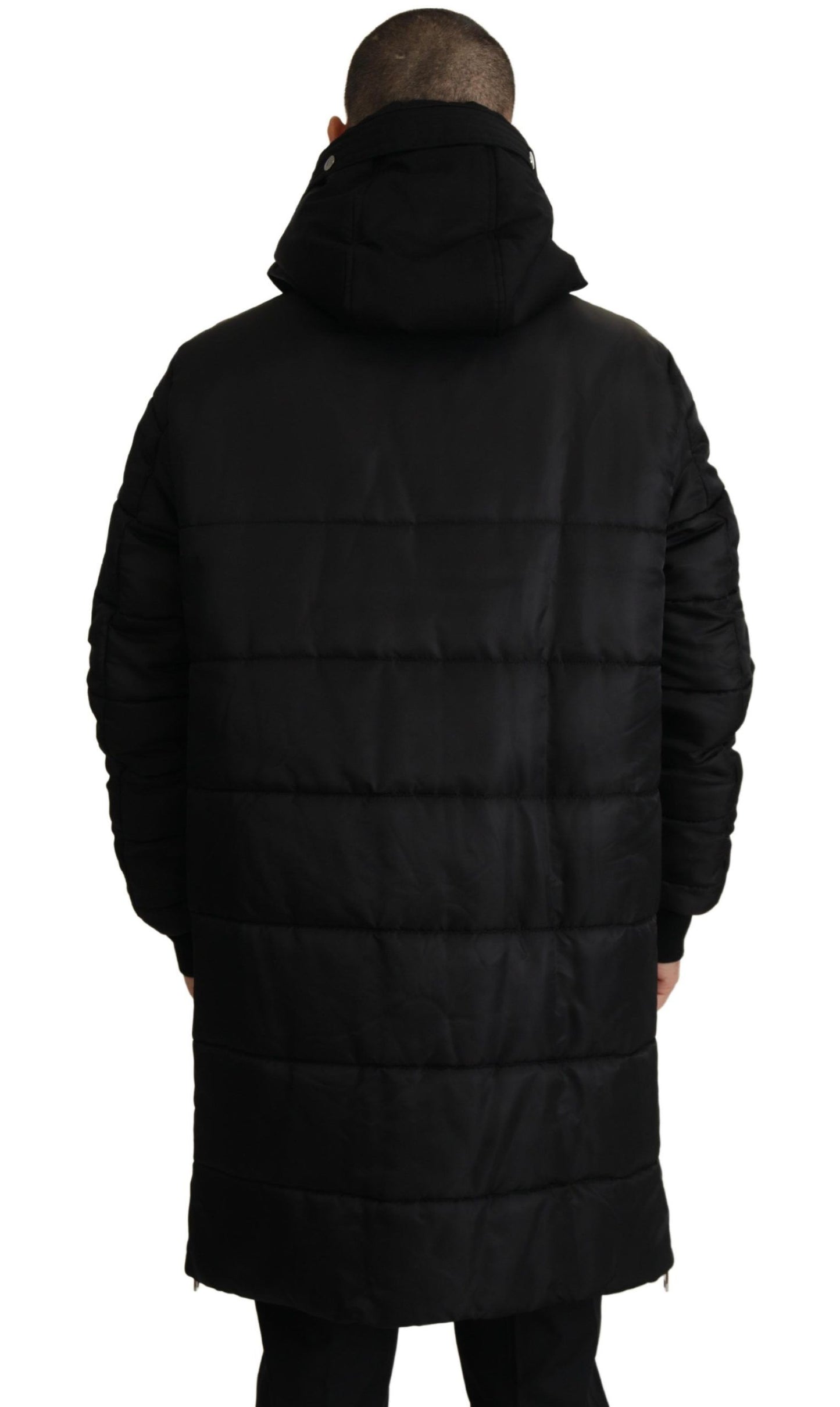 Elegant Black Hooded Parka Winter Jacket