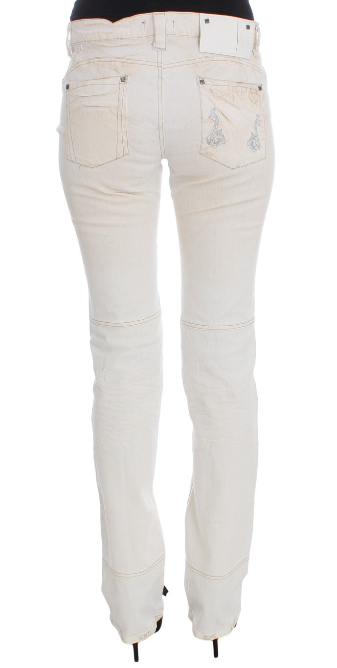 Chic White Slim Fit Designer Jeans