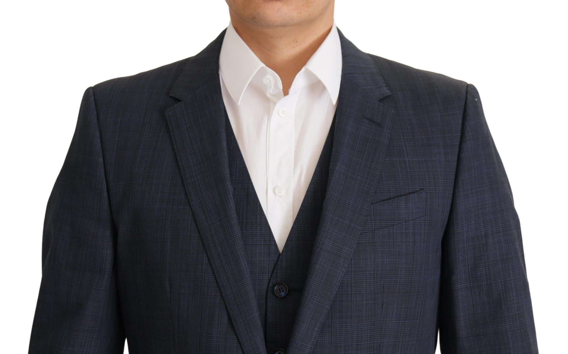 Elegant Dark Blue Cotton Three Piece Martini Suit