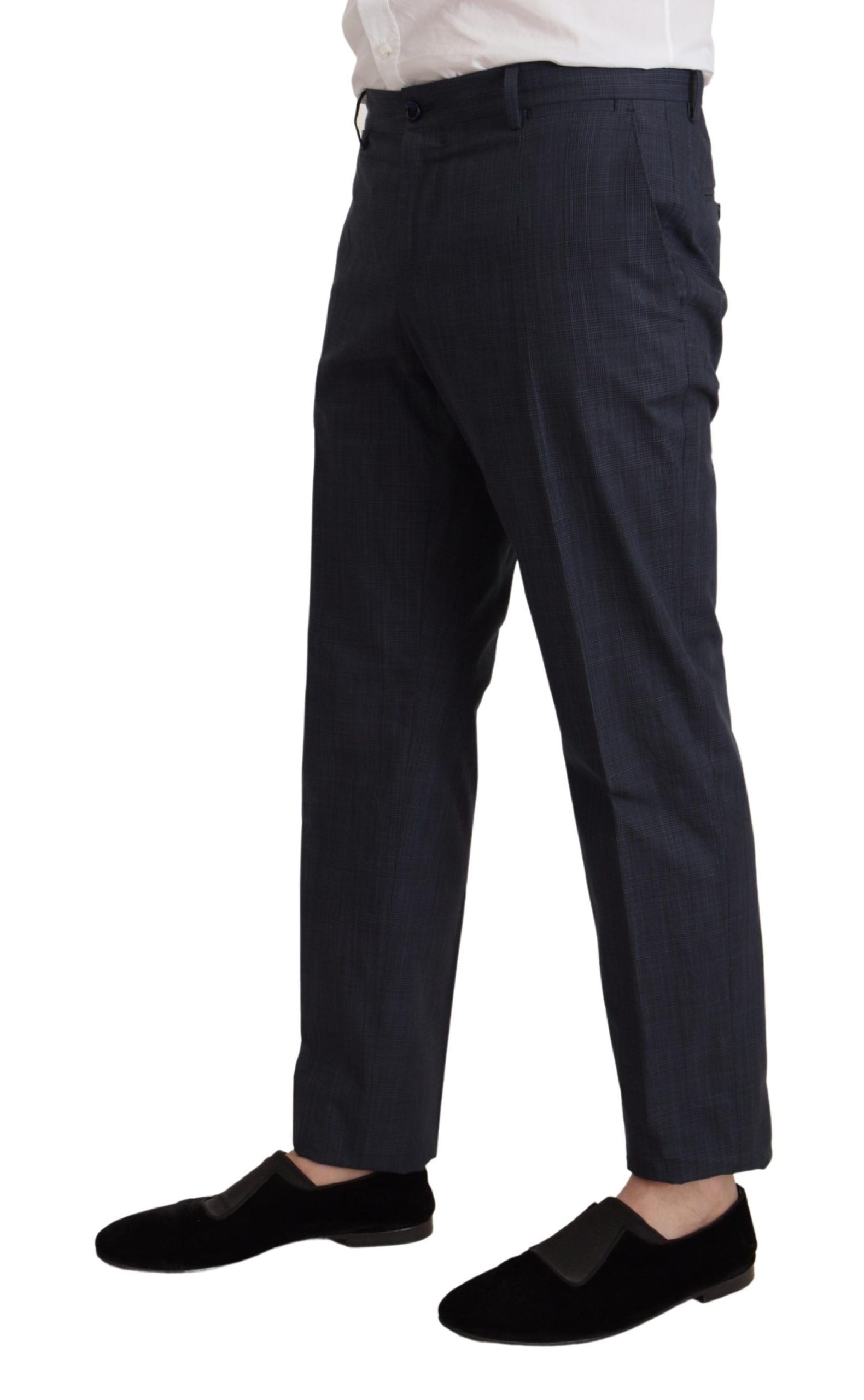 Elegant Dark Blue Cotton Three Piece Martini Suit