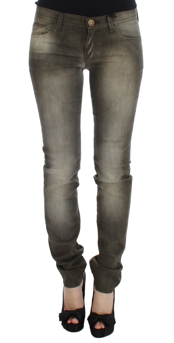 Chic Gray Slim Fit Italian Denim