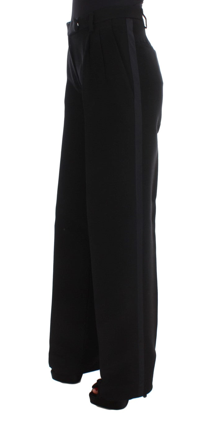 Chic Black Wide Leg Silk Blend Jeans