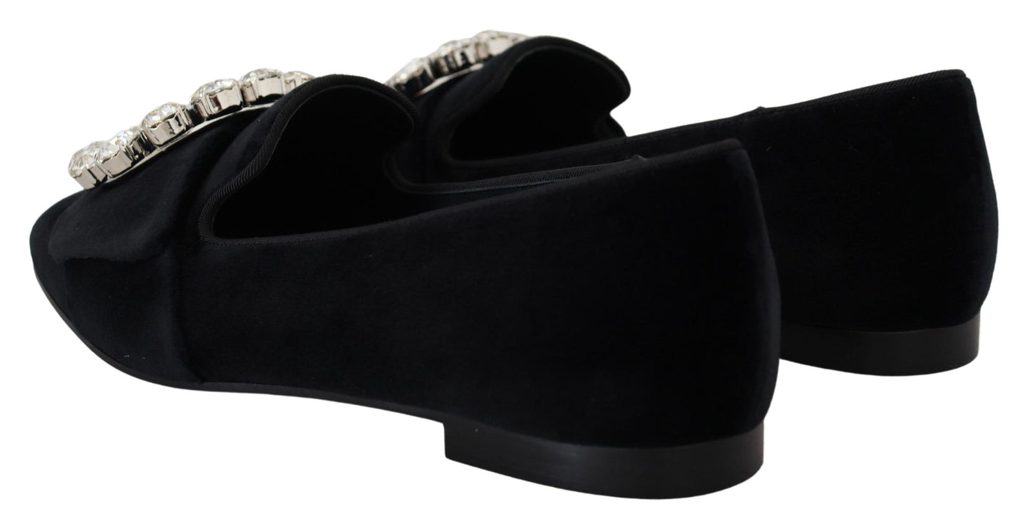 Chic Velvet Crystal-Embellished Loafers