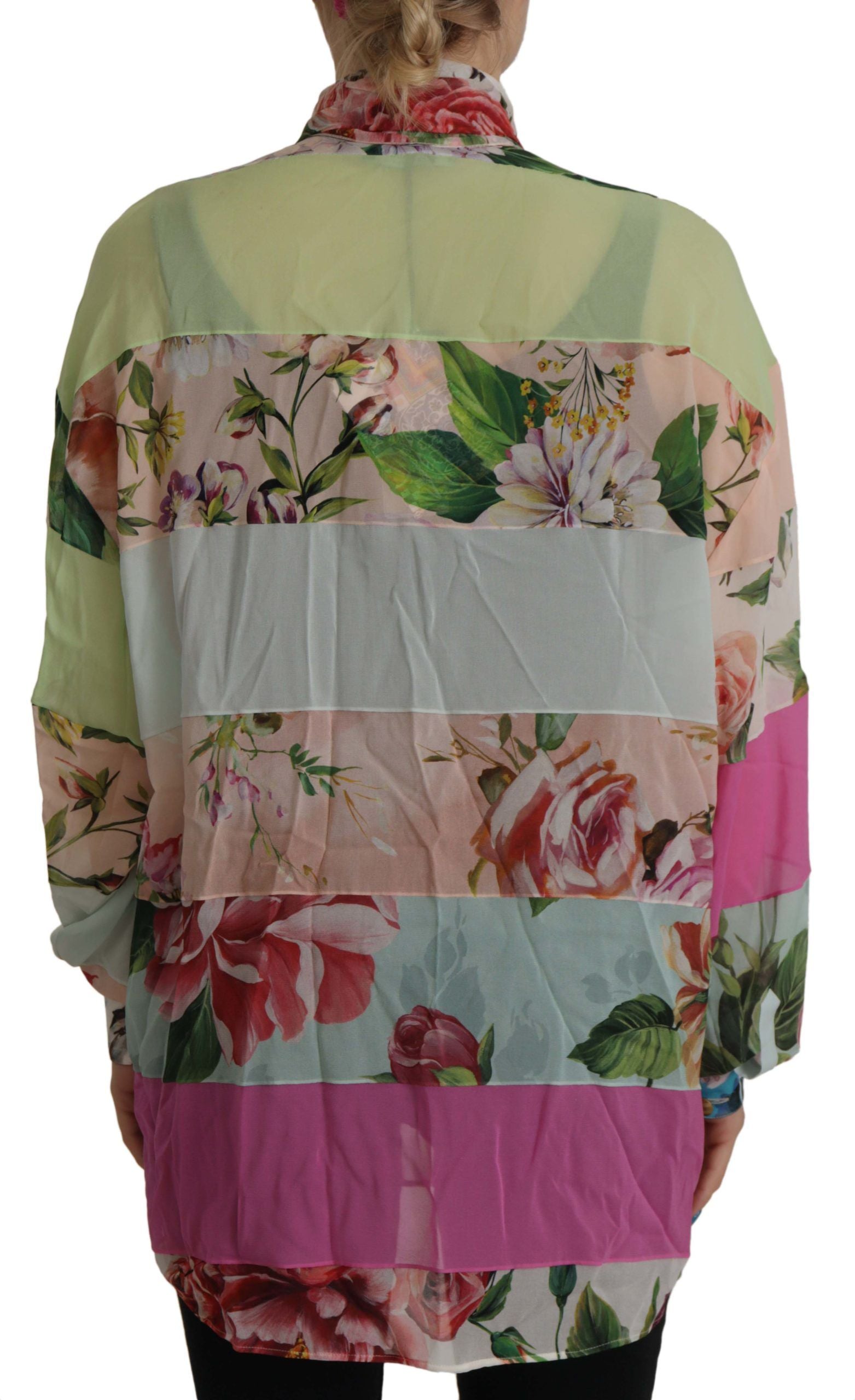 Elegant Floral Patchwork Silk Blouse