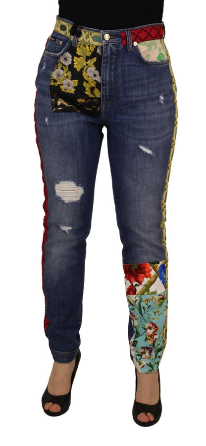 High Waist Patchwork Skinny Denim