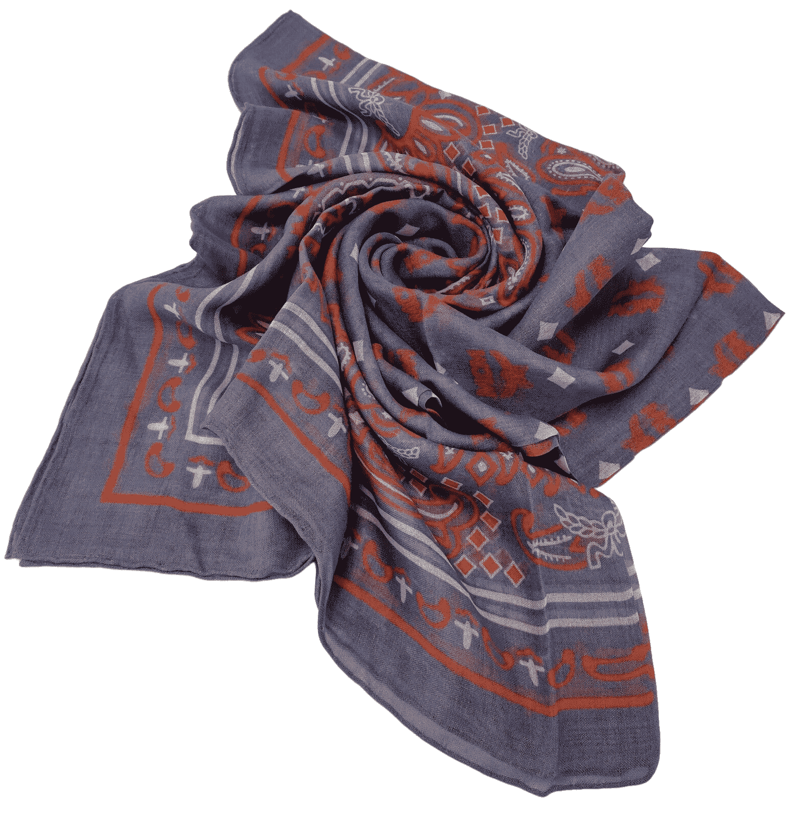 Stonewash Modal Silk Paisley Print Jacquard Scarf