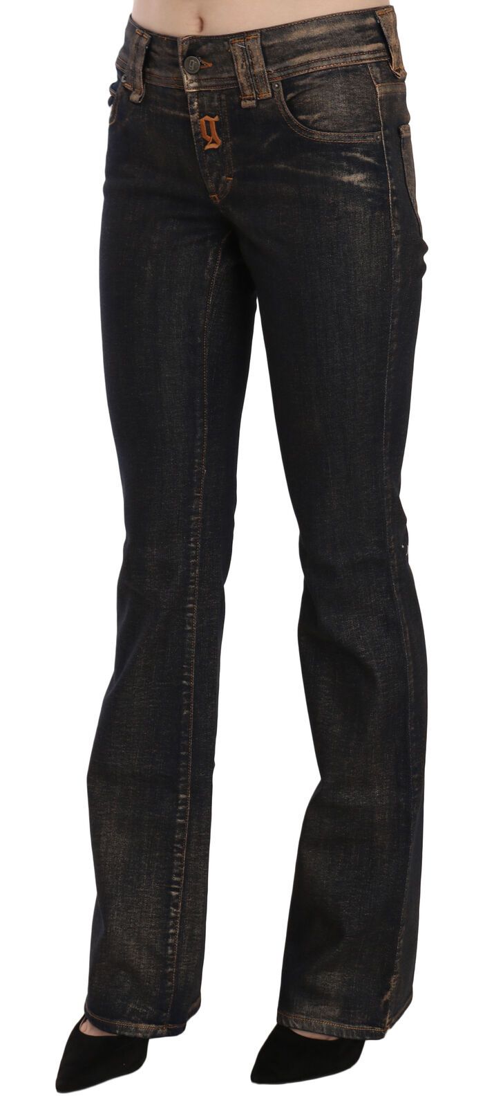 Chic Flared Mid Waist Black Denim