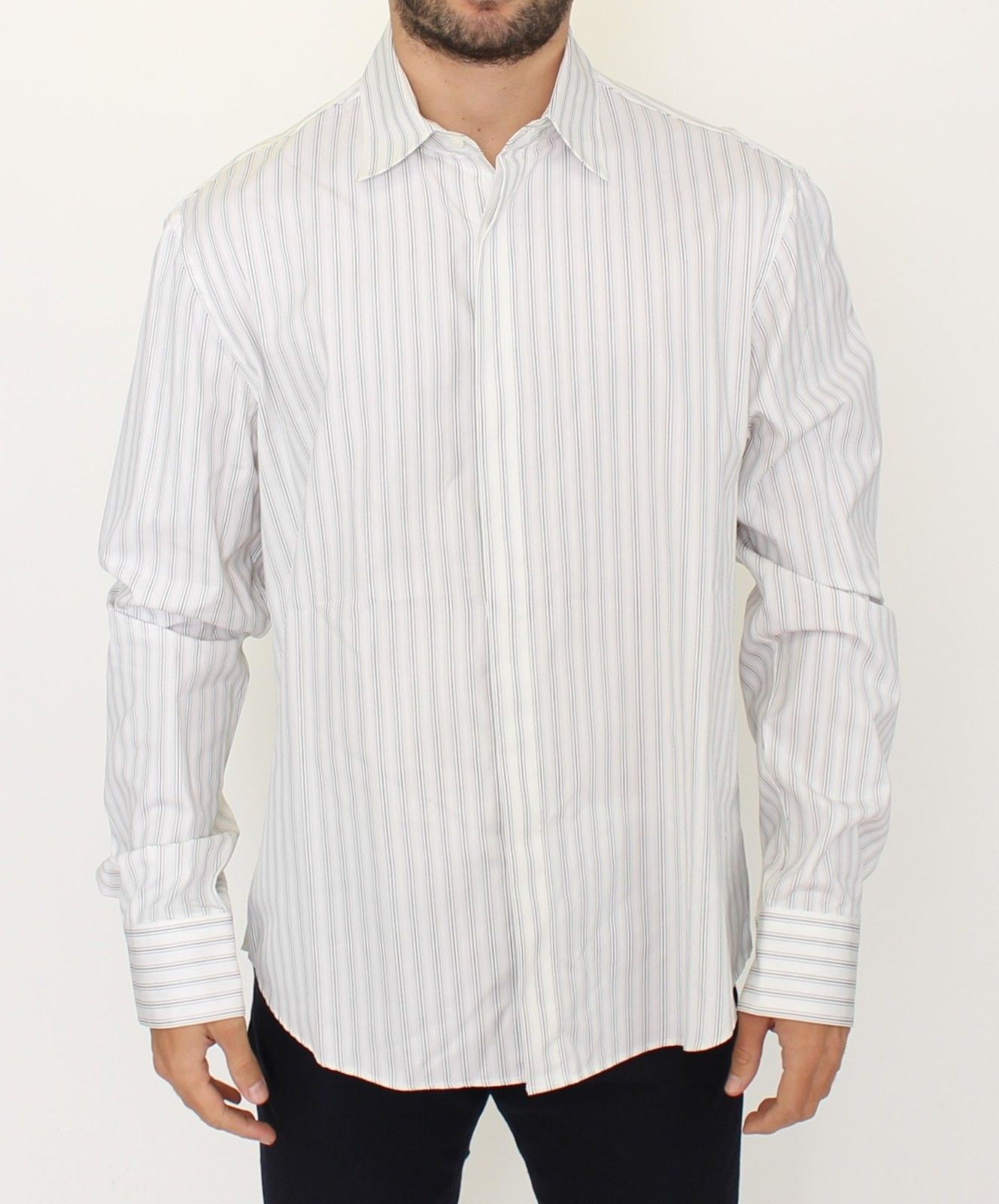 Elegant Striped Cotton Casual Shirt