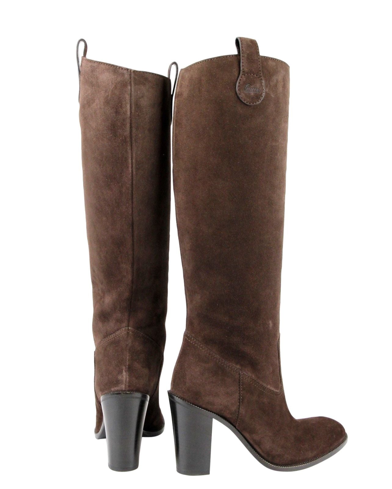 Brown Leather Suede Tall Knee Boots