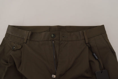 Elegant Green Cotton Chino Shorts