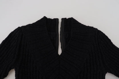 Elegant Black Wool Blend Sweater Dress