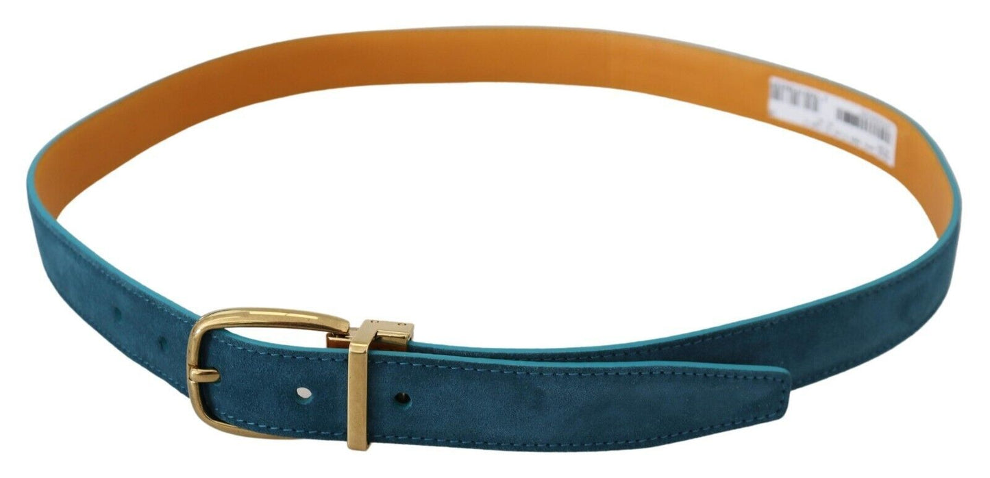 Elegant Blue Velvet Leather Belt