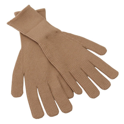 Elegant Beige Cashmere Winter Gloves