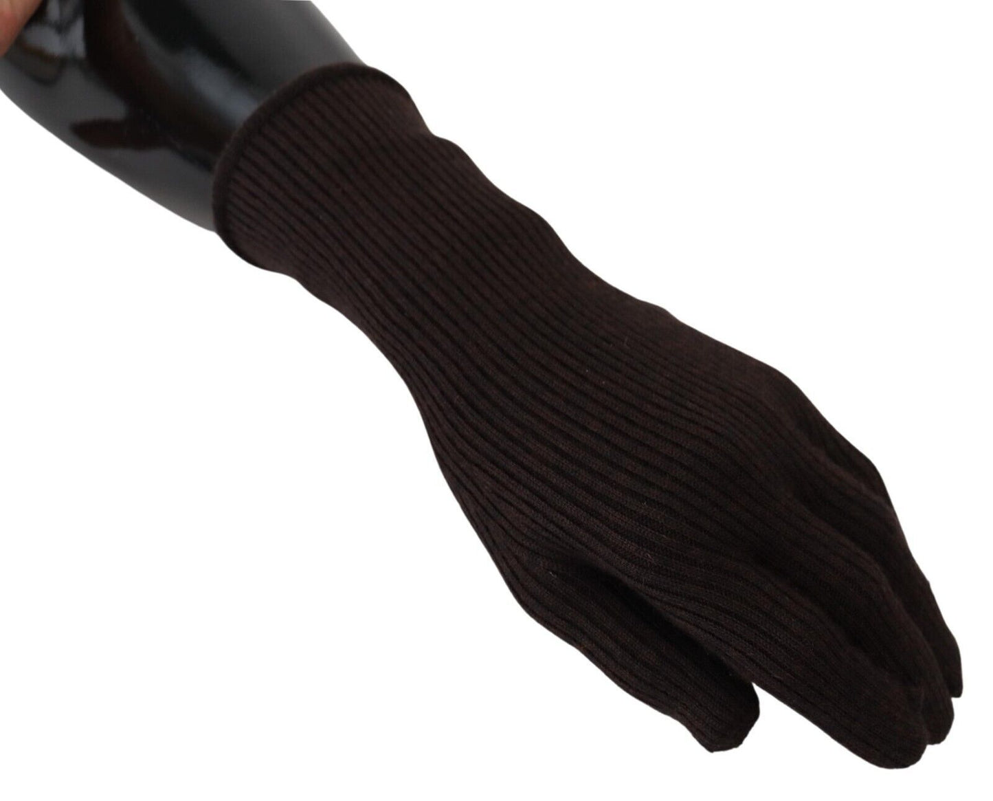 Elegant Silk Cashmere Brown Gloves