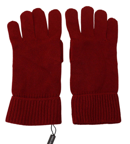 Elegant Red Cashmere Winter Gloves