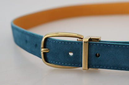 Elegant Blue Velvet Leather Belt