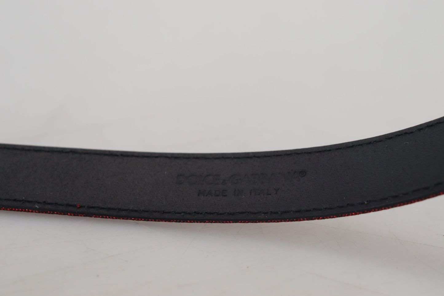 Elegant Red Leather Belt with Metal Buckle