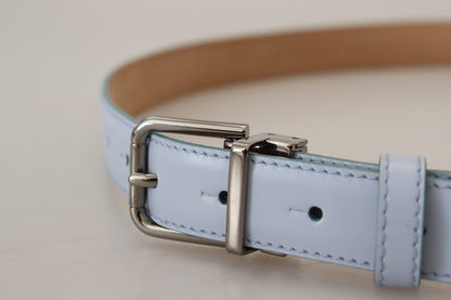 Sleek Light Blue Leather Belt