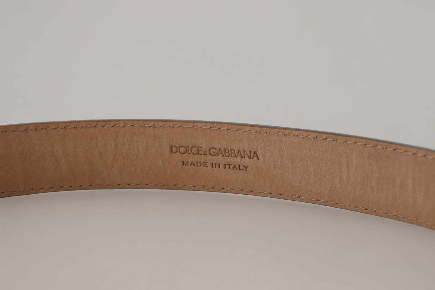 Sleek Light Blue Leather Belt