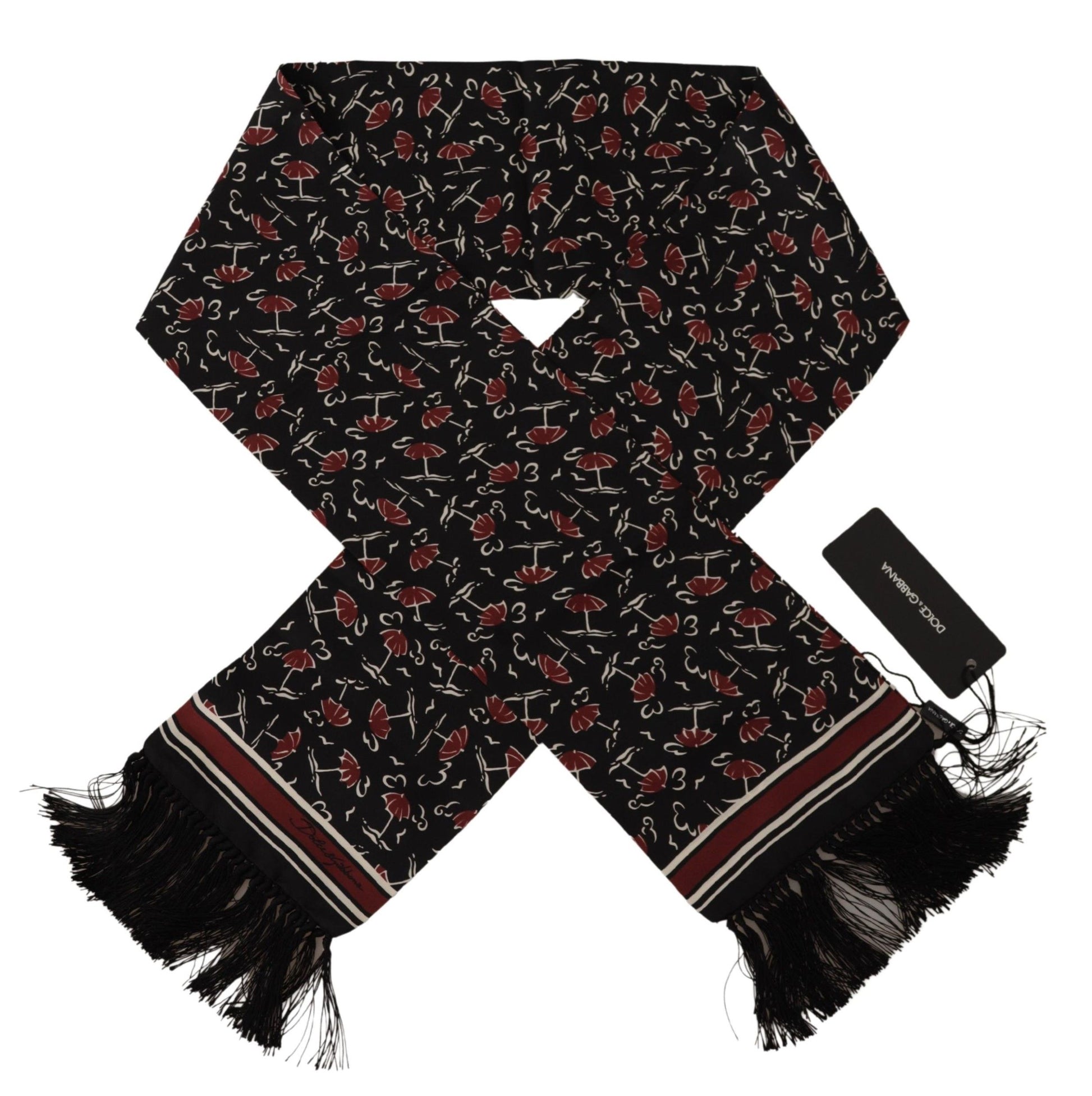 Elegant Silk Men's Scarf Wrap - Black and Red