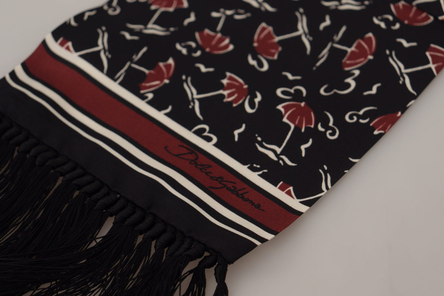 Elegant Silk Men's Scarf Wrap - Black and Red