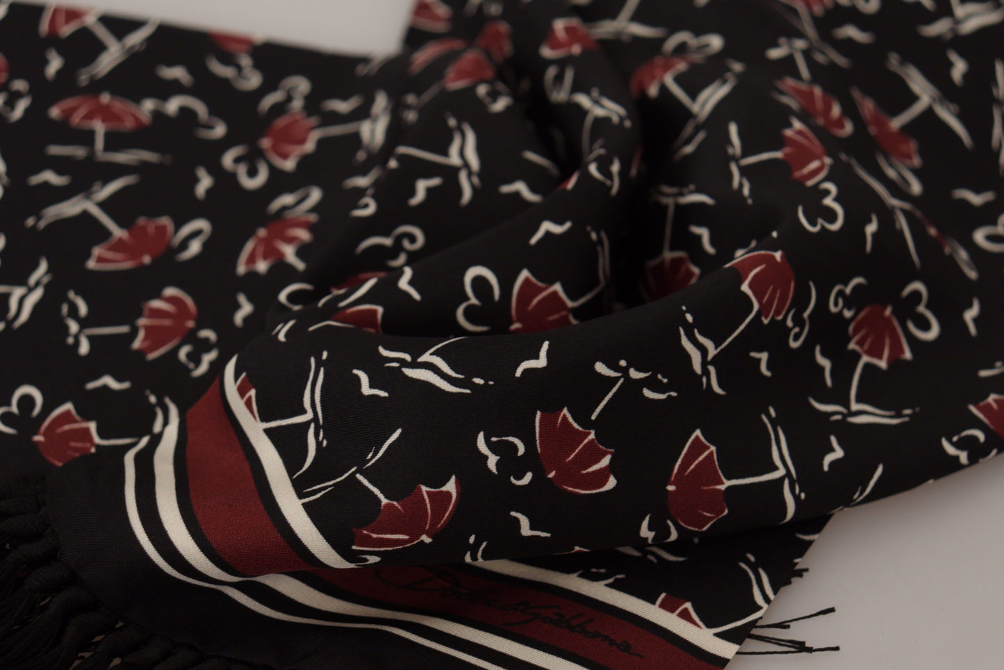 Elegant Silk Men's Scarf Wrap - Black and Red