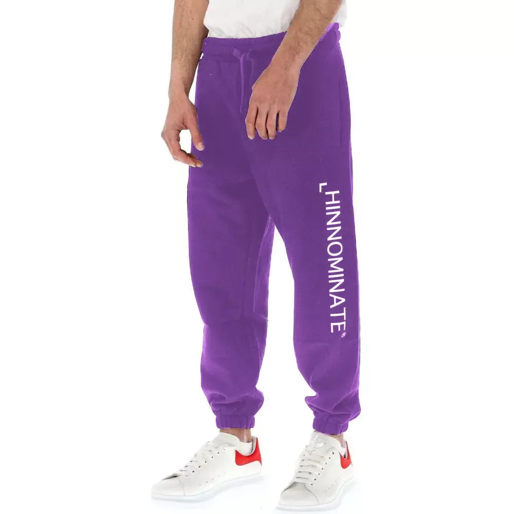 Elegant Purple Drawstring Cotton Trousers