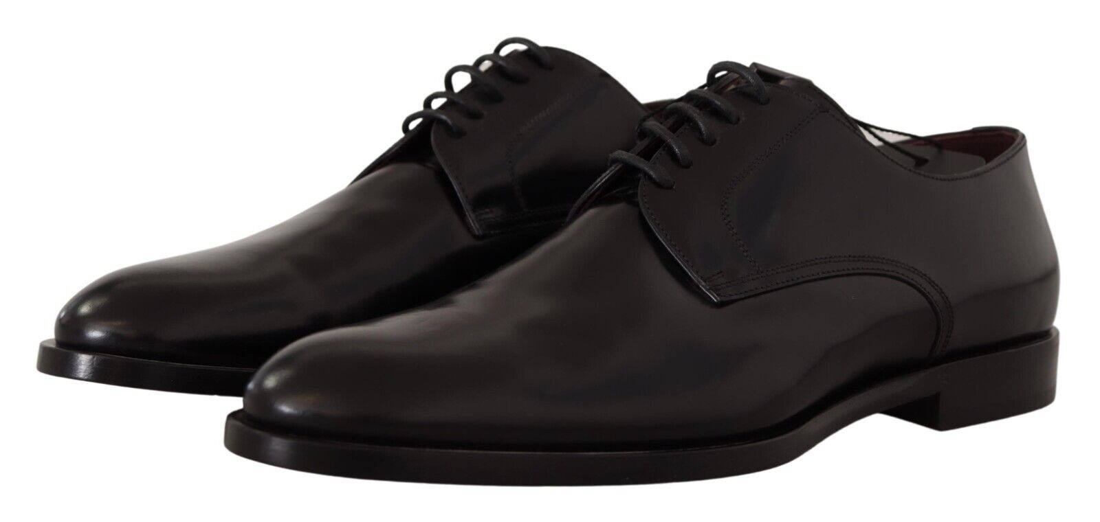 Black Leather Lace Up Formal Derby Shoes