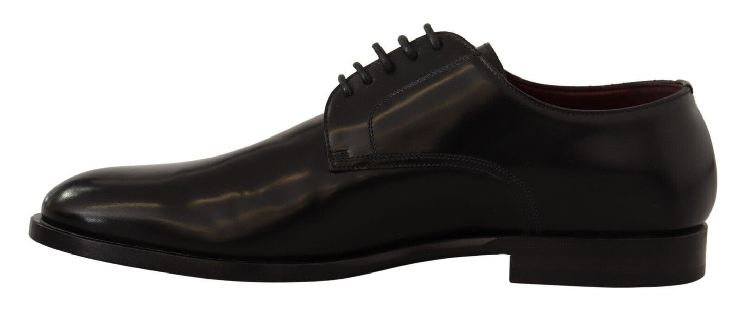 Black Leather Lace Up Formal Derby Shoes