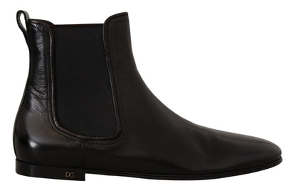 Black Leather Derby Boots Ankle