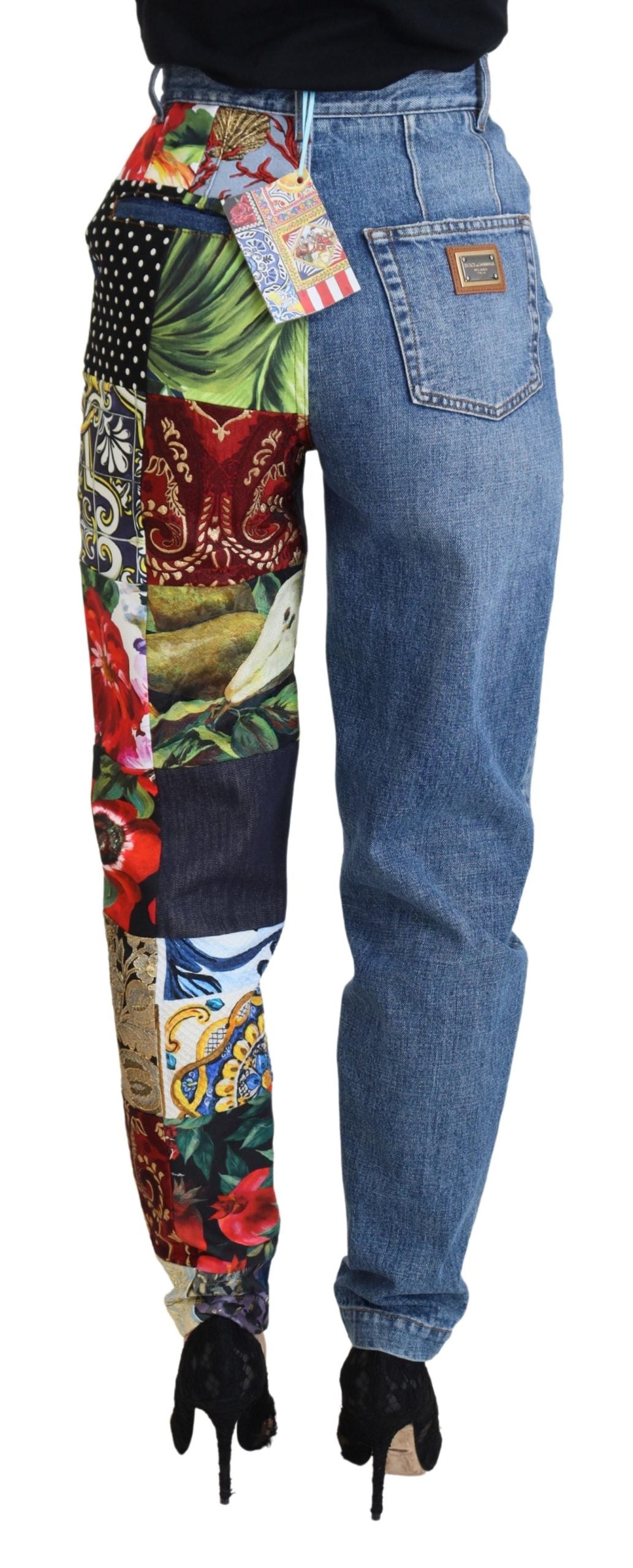 Patchwork Jacquard Blue Denim Luxury Jeans