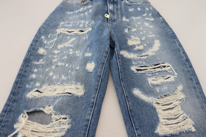 Chic Tattered Denim Pants - Indigo Essence