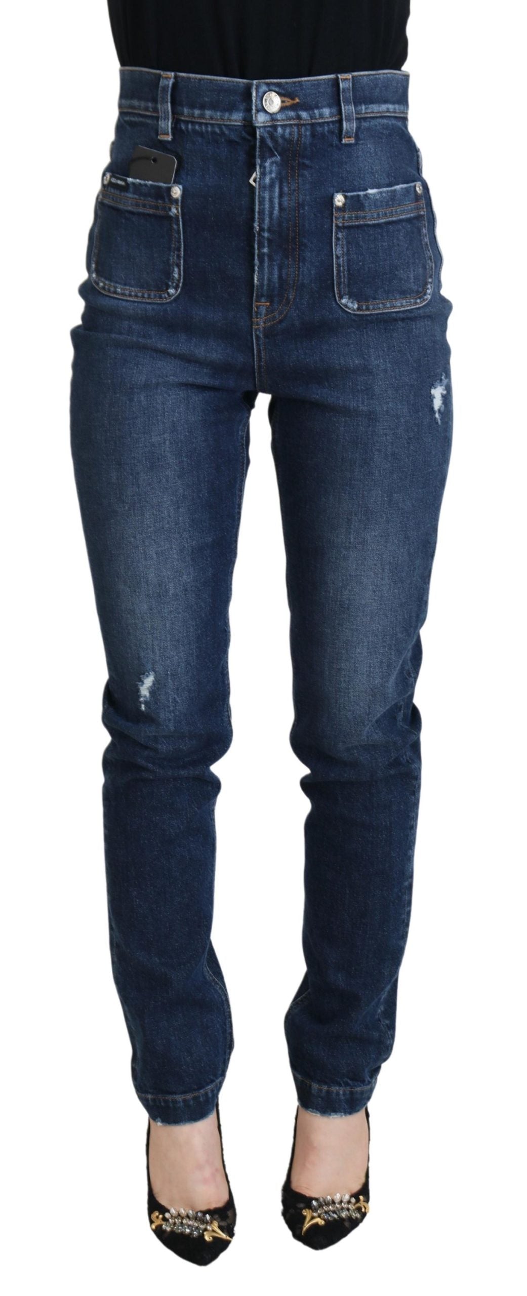 Elegant Dark Blue Denim Pants