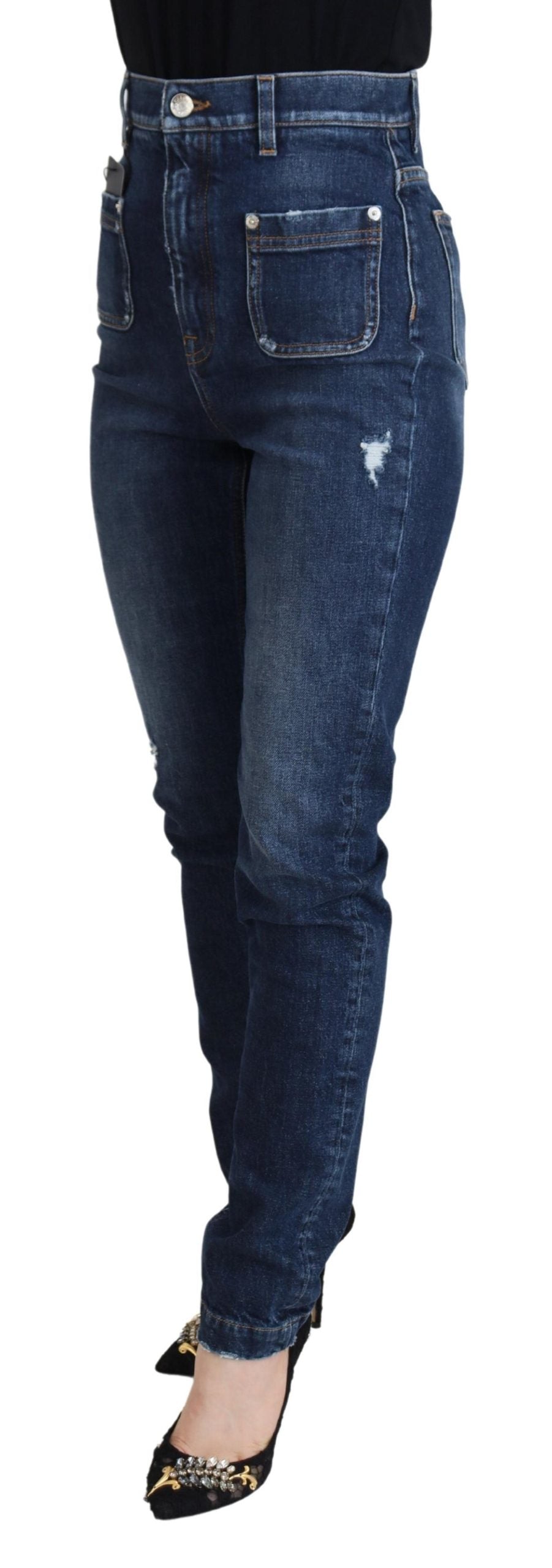 Elegant Dark Blue Denim Pants