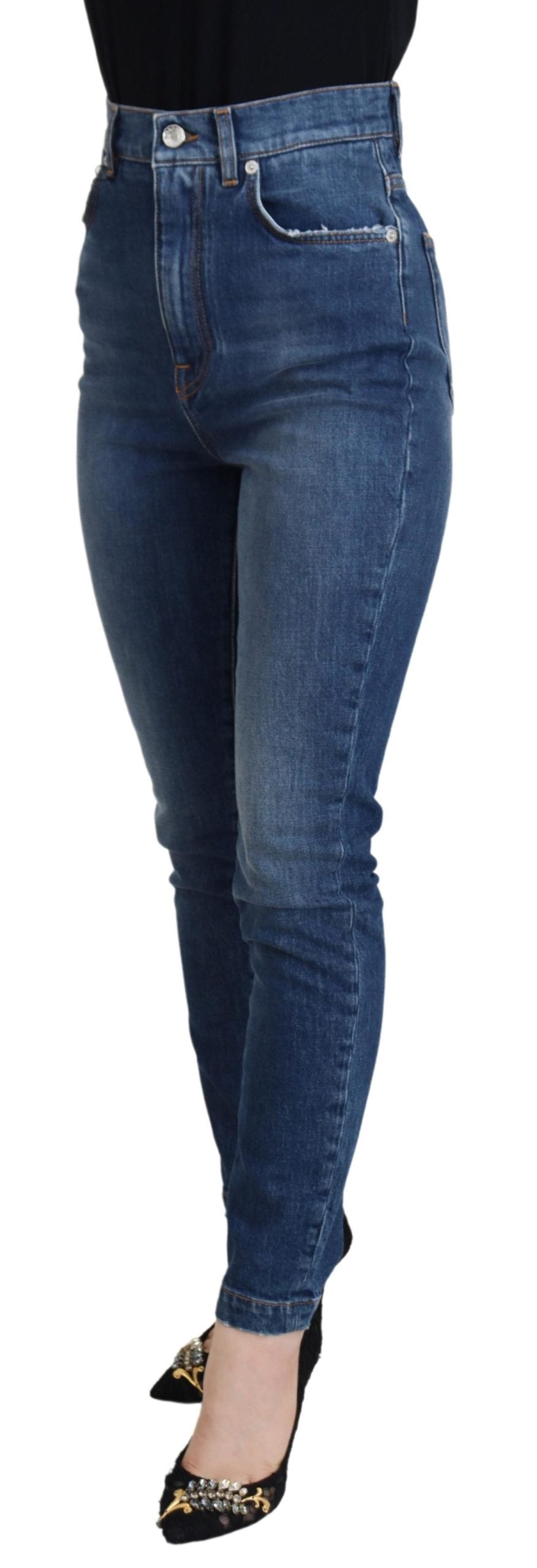 Elegant Blue Denim Pants - Tailored Fit