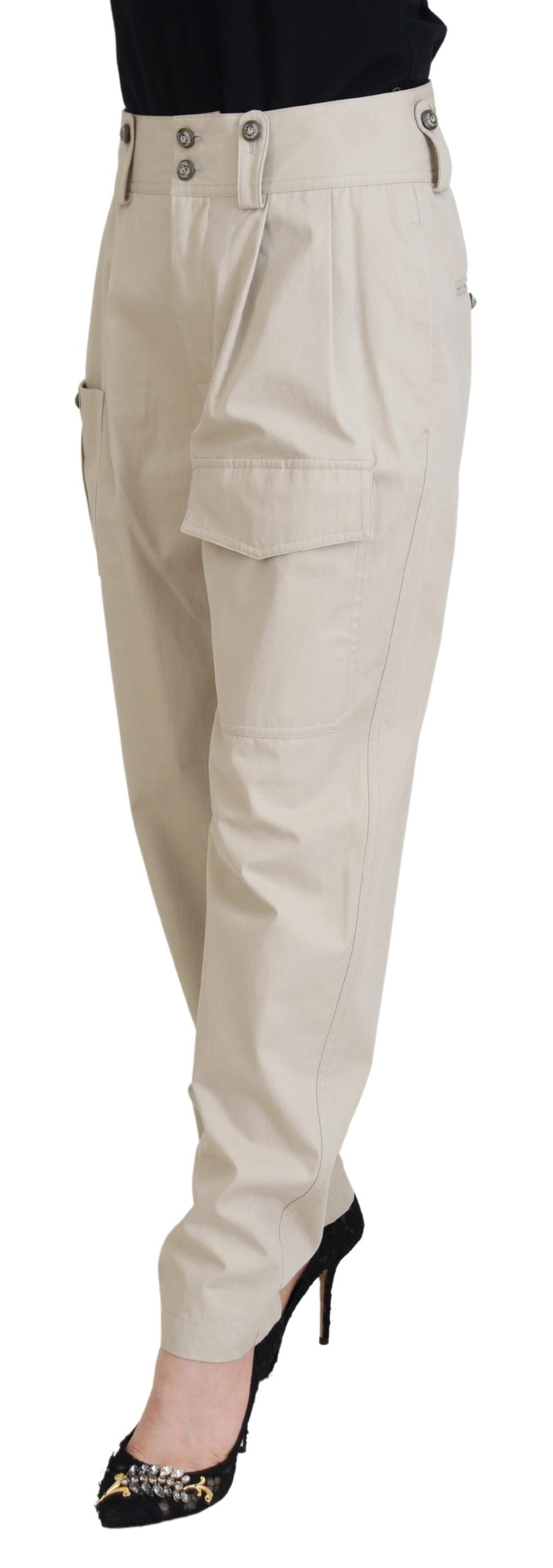 Elegant Beige Cotton Trousers