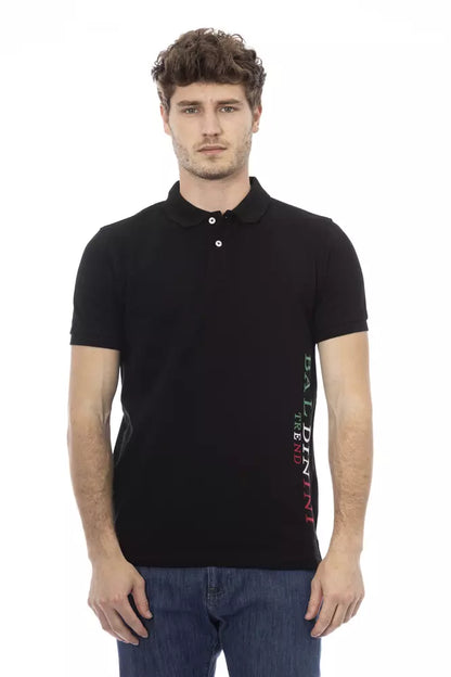 Black Cotton Men Polo Shirt