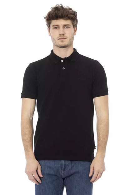 Black Cotton Men Polo