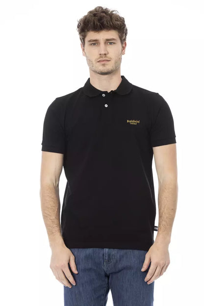 Black Cotton Men Polo