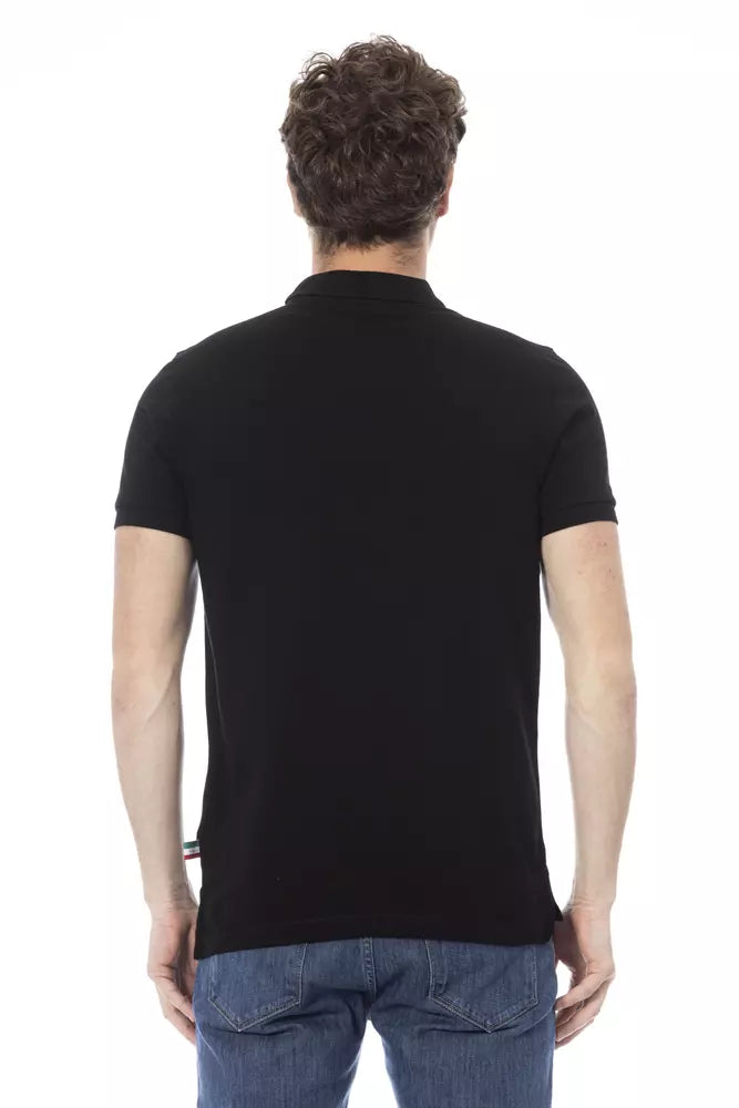 Black Cotton Men Polo Shirt