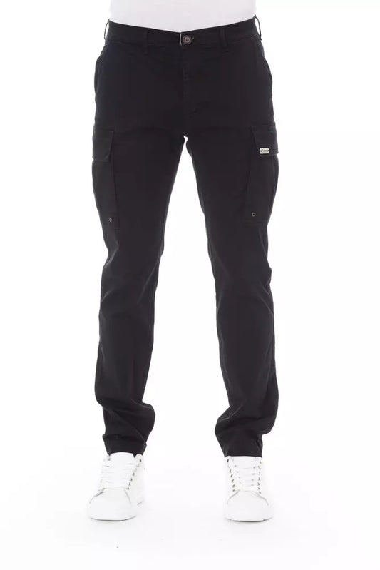 Black Cotton Men Cargo Trouser