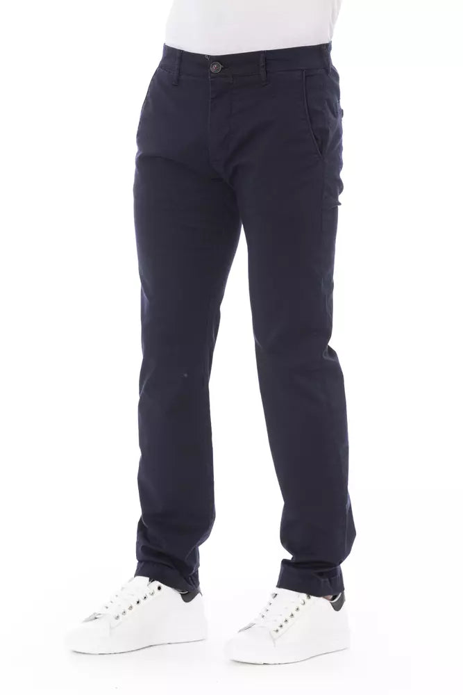 Blue Cotton Men Chino Trouser