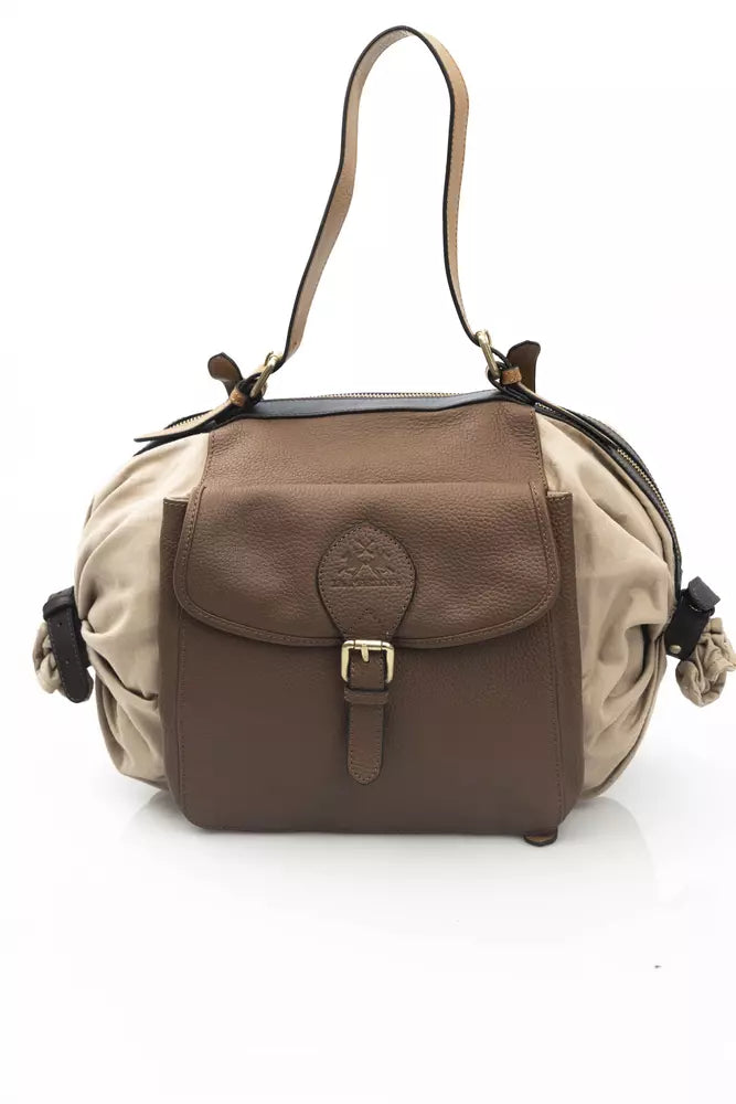 Beige Calf Leather Women Backpack