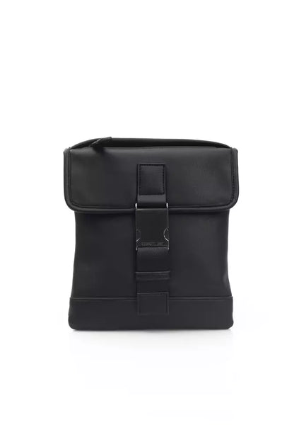 Black Polyethylene Men Messenger Bag