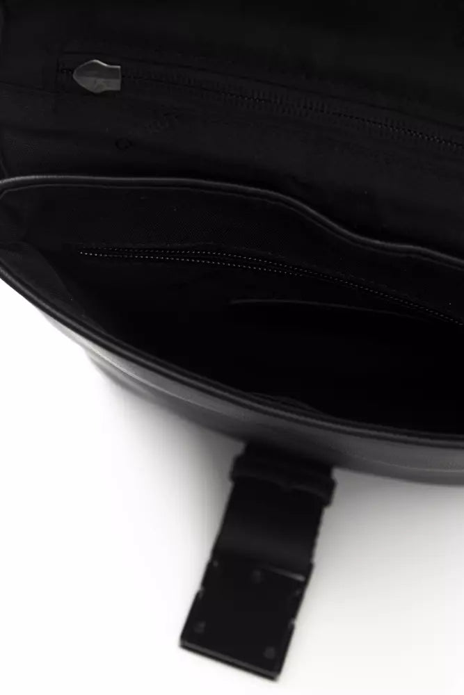 Black Polyethylene Men Messenger Bag